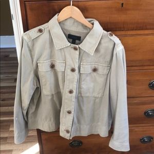 JCrew jacket w/ pleats in back. Generous fit.